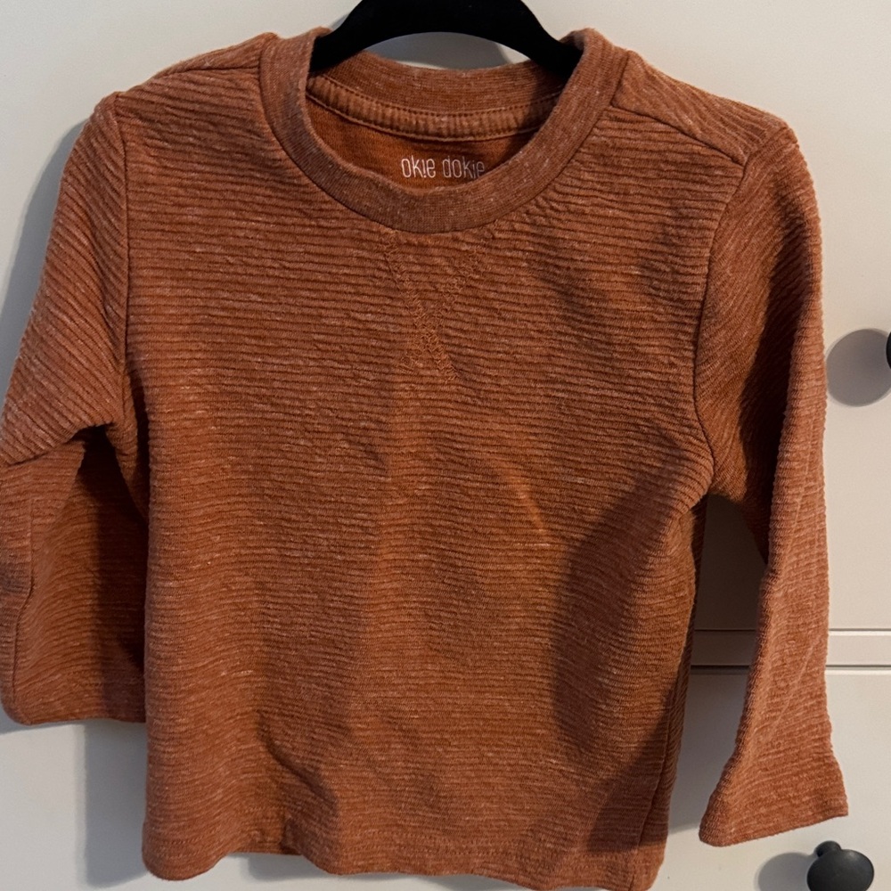 okie dokie Rust Ribbed Long-Sleeve Tee